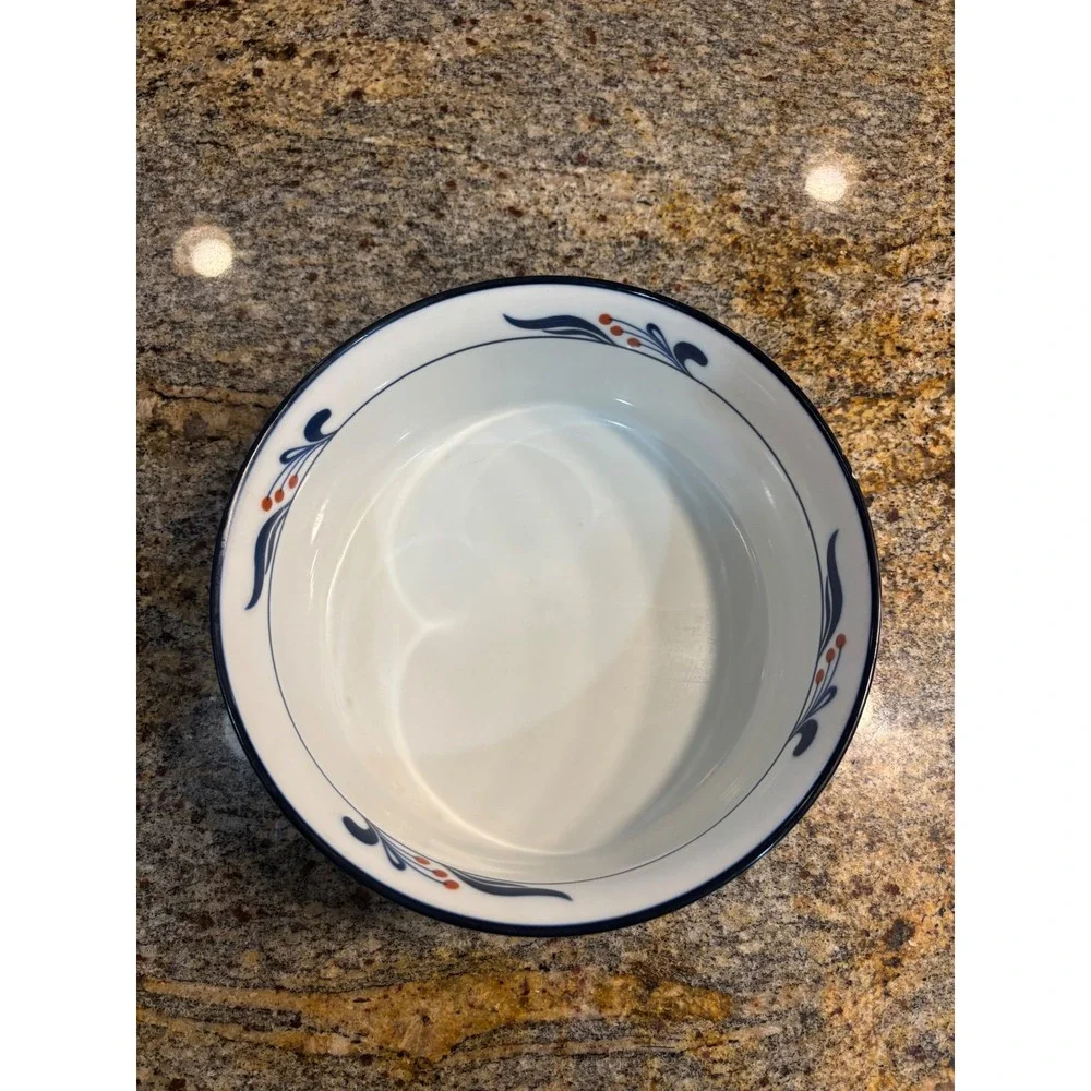 2 Dansk Bistro Maribor Rim Blue Nesting Bowls &‎ 1 Maxam Floral Bowl Set 3pc